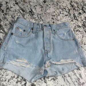 Levi’s 501 Daisy Duke  Button Fly Denim Short Cut Offs Size 23”